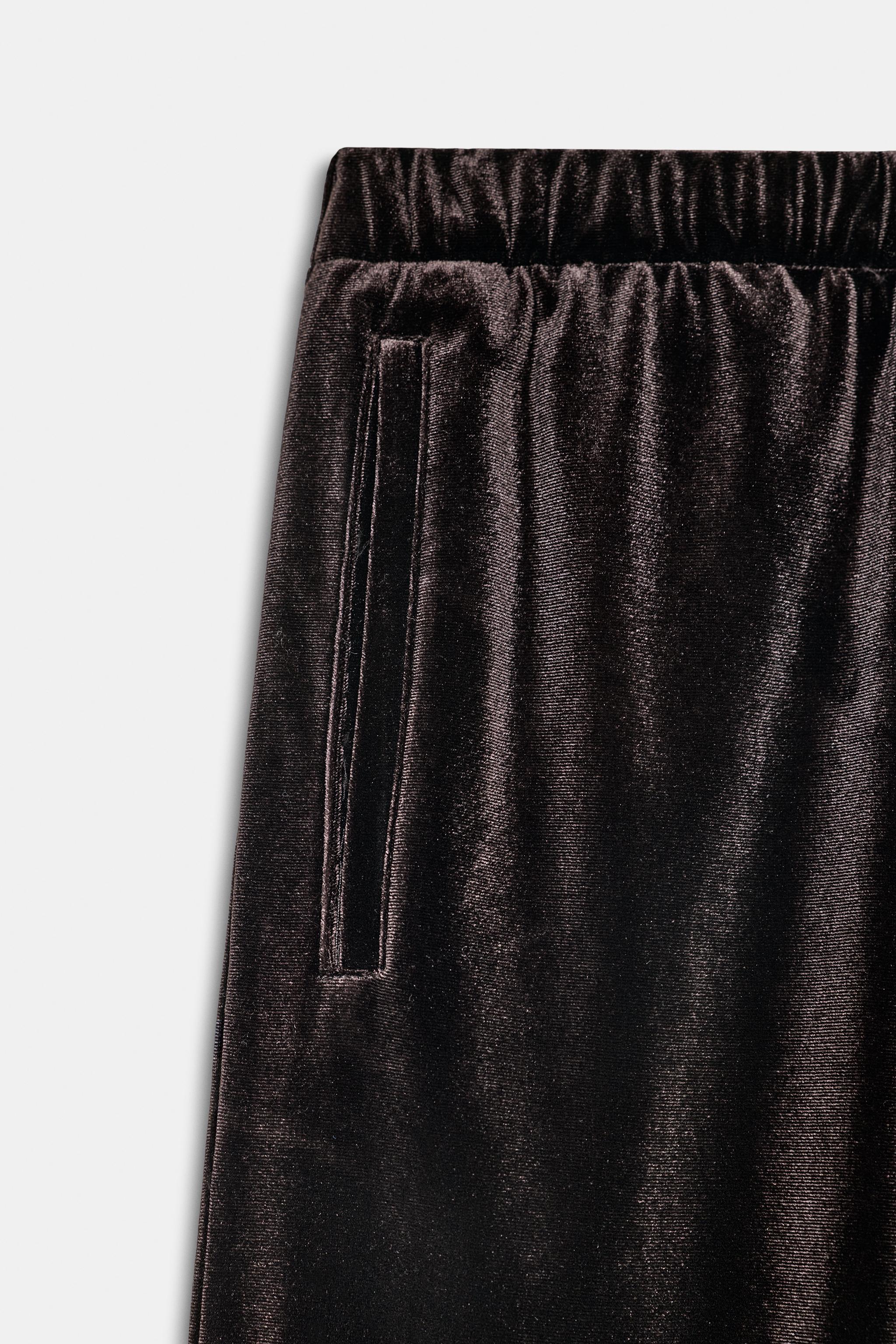 WIDE LEG VELVET PANTS